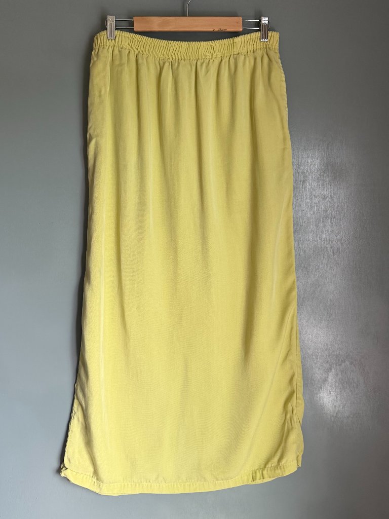 Vintage Mishi Women's Xl Creamy Lime Maxi Skirt Tencel 90's Lagenlook Retro Boho
